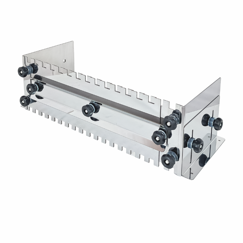 Two-side adjustable notched tile trowel (from 33cm to 60 cm).