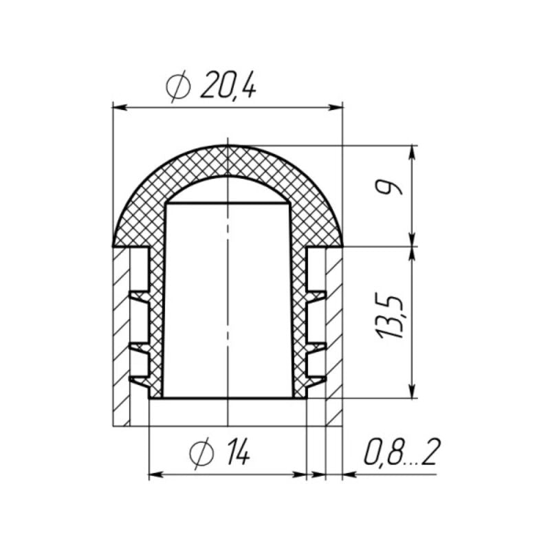 20mm Domed Round Tube Insert