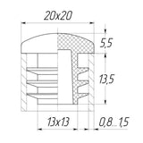 20х20mm Square Domed Insert Cap (Black)