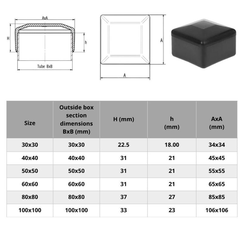 Plastic Square Ferrules – LDPE End Caps for Square Tubes