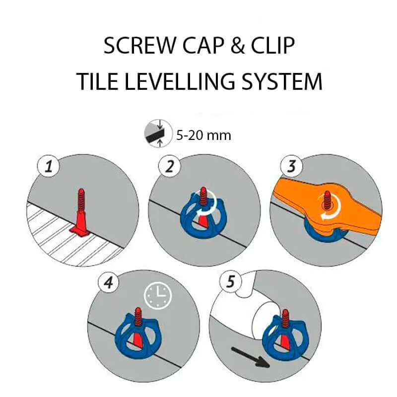 Screw Cap & Clip Tile Levelling System. Clips (500 Pcs)-Toolskiosk