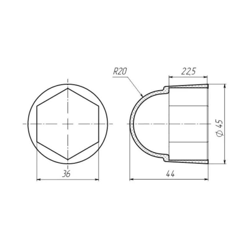 Bolt or Nut Cap M24 (36mm)