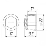 Bolt or Nut Cap M10 (S17 Hex) – Flat