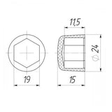 Bolt or Nut Cap M12 (S19 Hex) – Flat