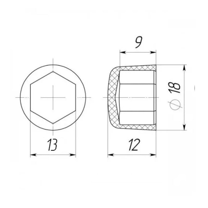Bolt or Nut Cap M8 (S13 Hex) – Flat