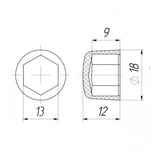 Bolt or Nut Cap M8 (S13 Hex) – Flat