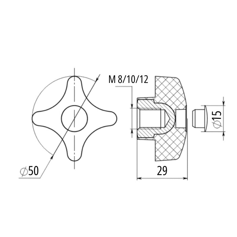 Four-Lobed Clamping Knob for Marker