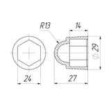 M16 (24 mm) Plastic Nut & Bolt Cover Cap – Black