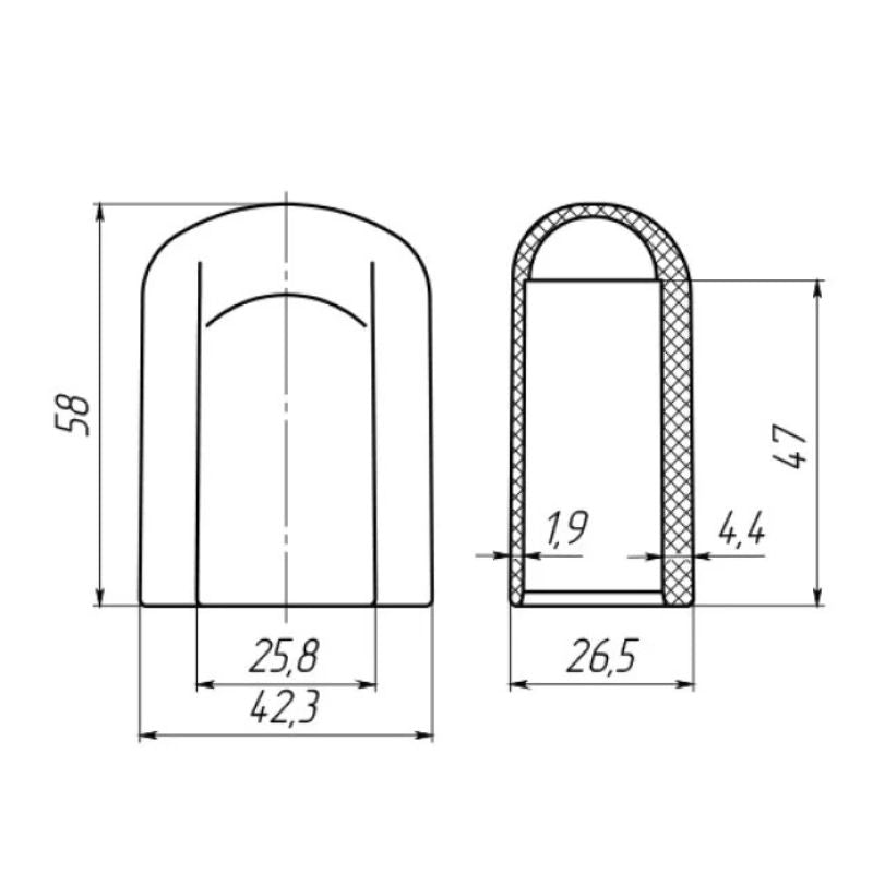 Oval Tube Foot Cap 20x38 mm – Horizontal Chair Leg Glide
