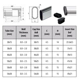 Oval Tube Insert End Cap - Black LDPE
