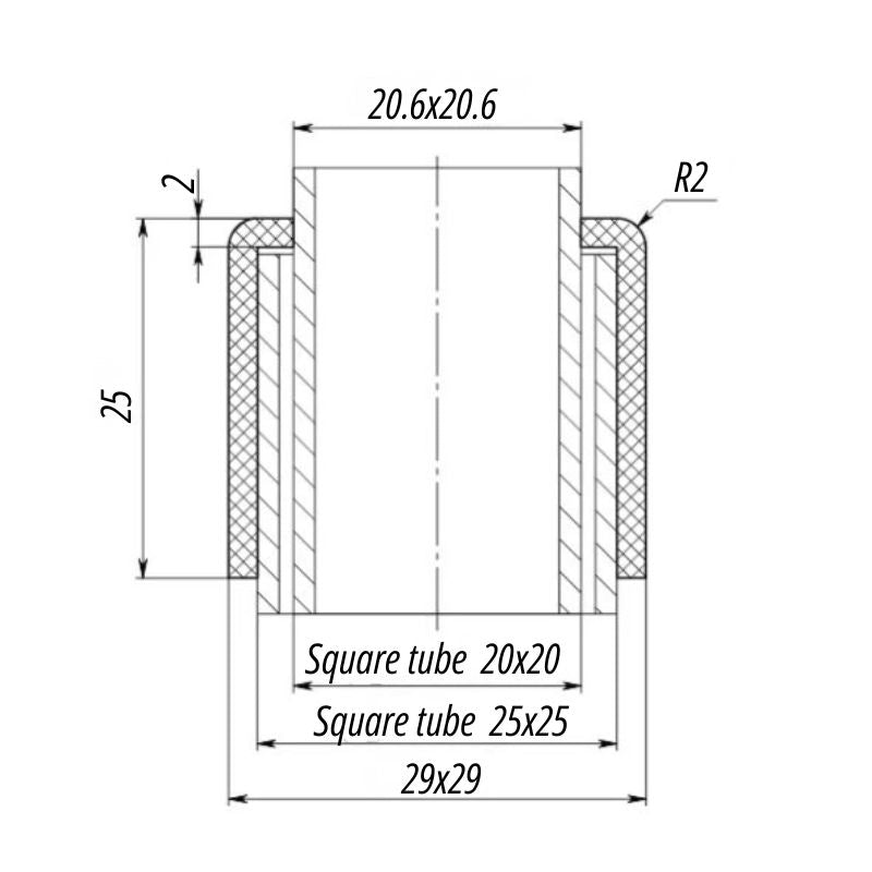 Plastic External Square Tube Insert