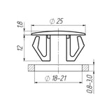 Plastic Snap-In Hole Plug Ø18–21 mm (Ultra-Thin Head Ø25 mm)