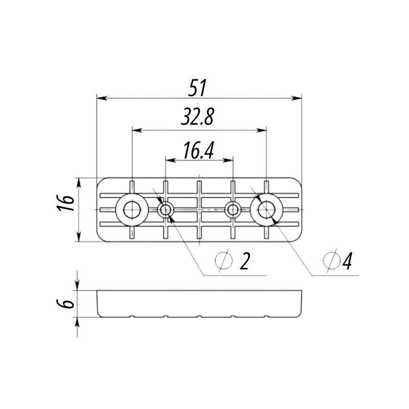 Rectangular Furniture Glide (Screw-on)