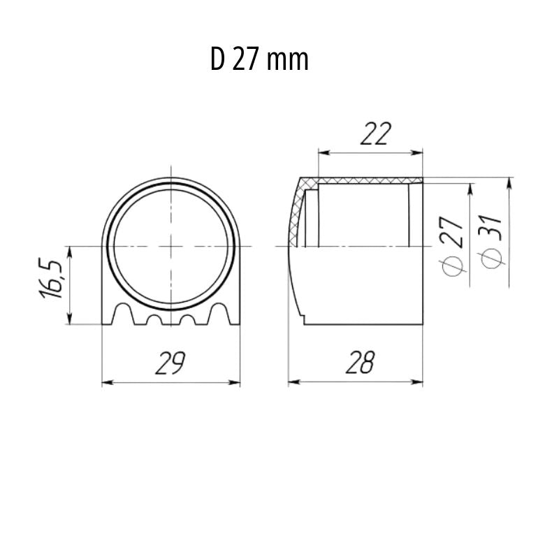Round External Cap with Heel for Tube