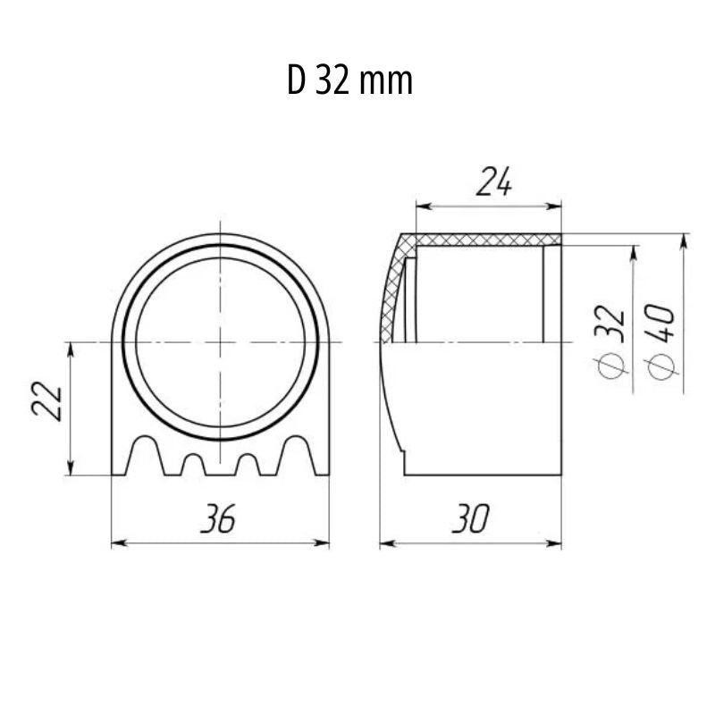 Round External Cap with Heel for Tube